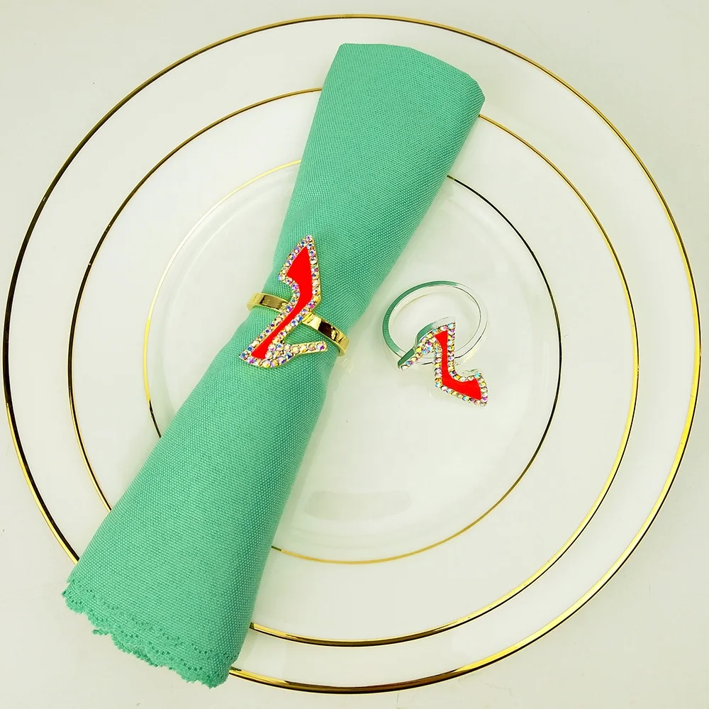 women red high heel napkin ring