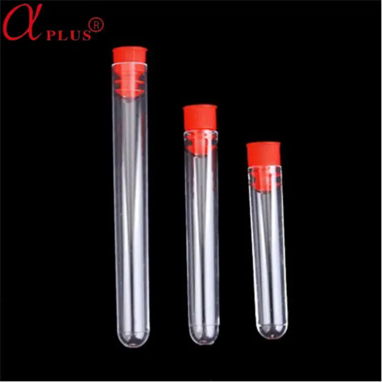 Lab clear plastic test tubes with screw caps