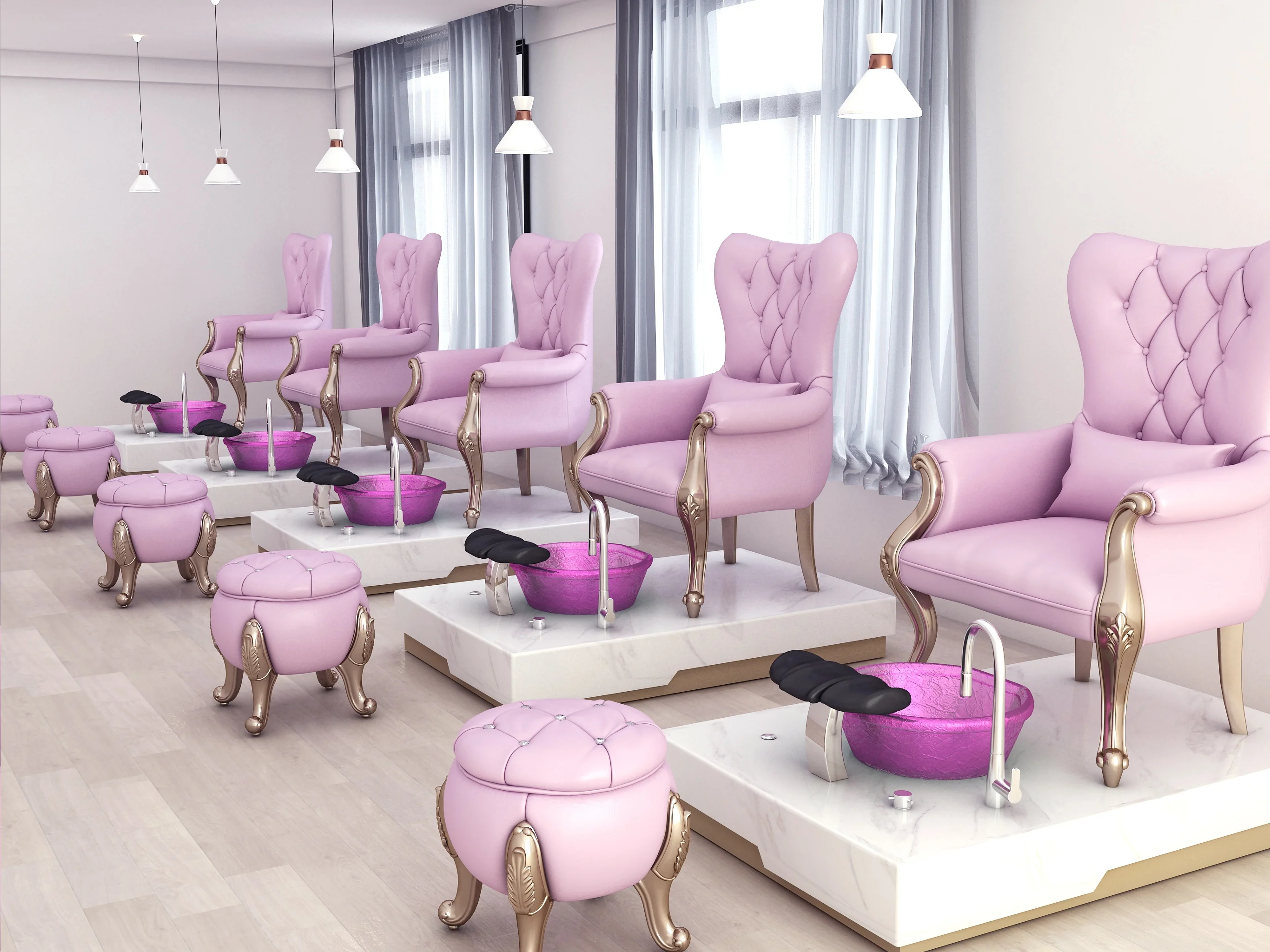 Оптовая продажа оборудование для ногтей современный стол розовый Маникюрный Стол и Стулья