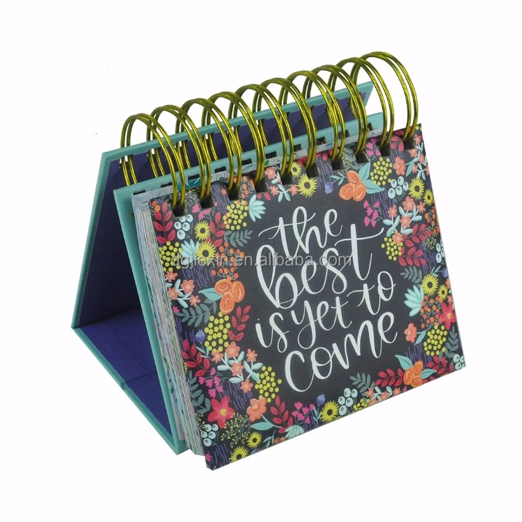 desk calendar custom promotion color printing spiral paper cardboard office accessory