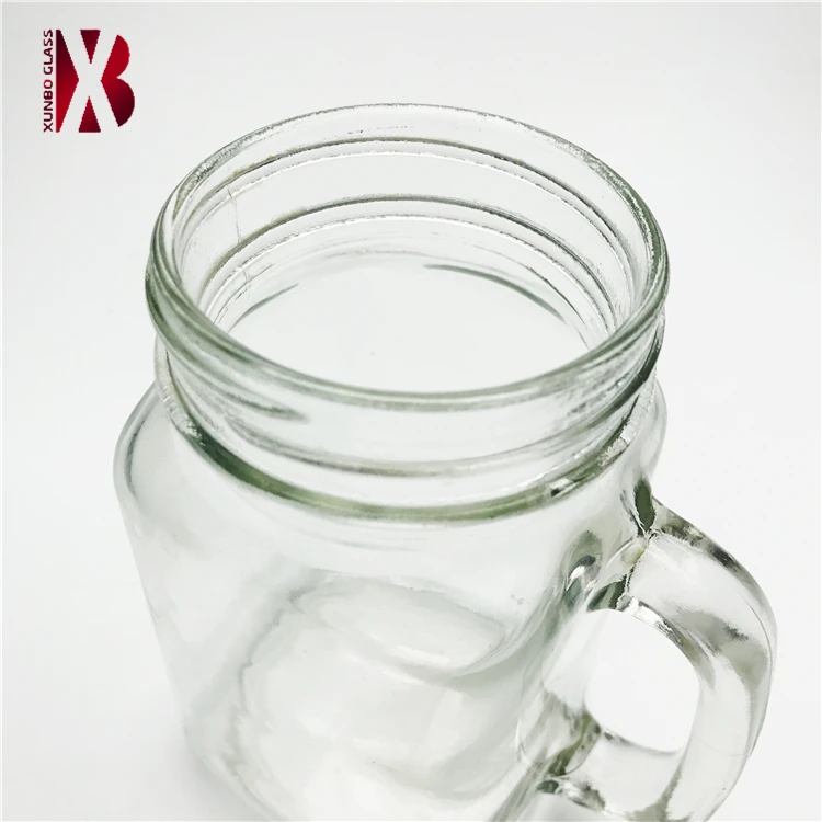 factory stock price 480 ml maison container glass mason jars with handle