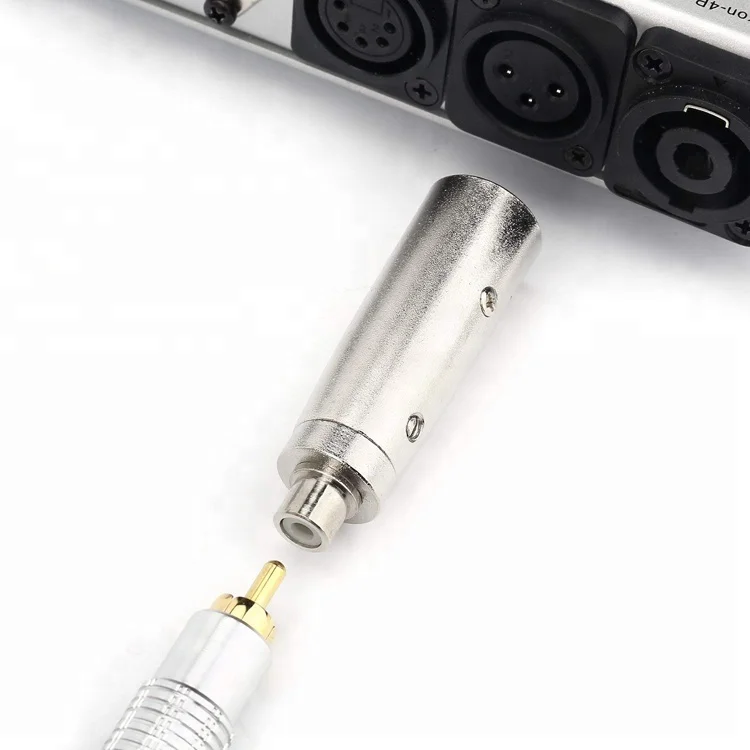 Metal XLR 3 Pin Male to RCA Female Adapter