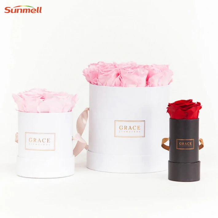 Nice Light Pink Circle Flower Box For One Rose Packing Small Size Tube Gift Boxes