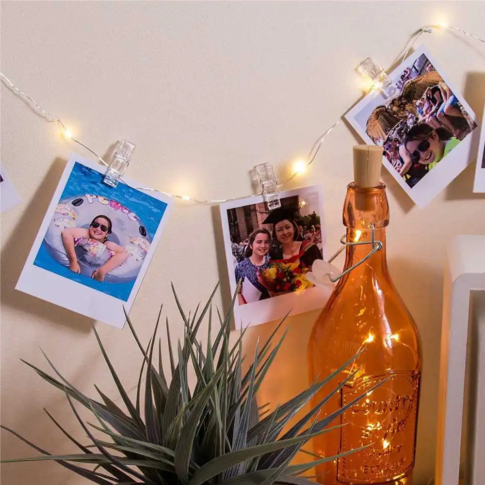 
20 LED Battery Powered Fairy Wire Lights LED Photo Clip String Lights For Bedroom Hanging Photo 