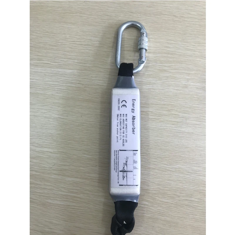 Double safety line rope with double hook and energy absorber for construction