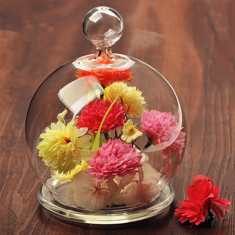 Wholesale Cheap Transparent Dome Glass Hood With Round Wood Base Glass cloche with Oak base for Valuable Gifts Decoration