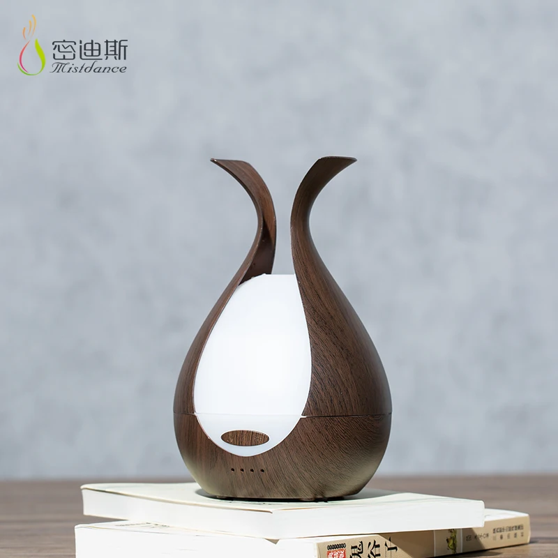 Home Personal Air Humidifier Wooden Aroma Diffuser Fragrance Oil Flower Shaped Hot Sell Black Ultrasonic Humidifier Manual