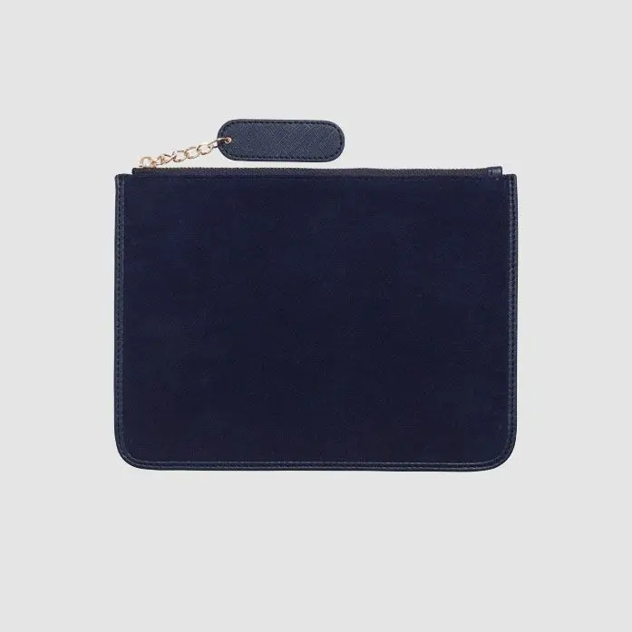 fashion women pouch with tag suede leather lady pouch ladies wallet bag navy blue