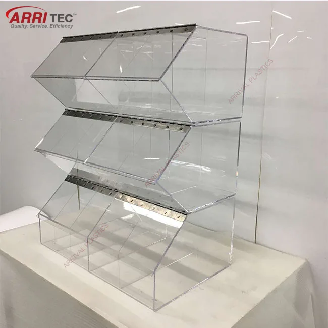 Wholesale Custom Stackable Acrylic Cereals Nuts Candy Box Dispenser Plastic Candy Bins with Lid