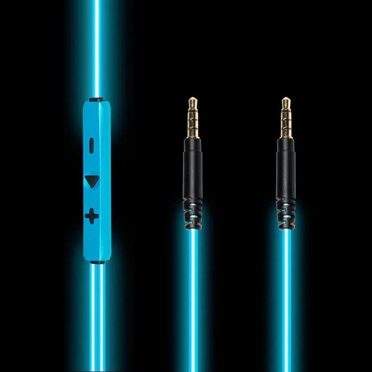 
AL3A 3.5mm EL Light Glowing LED Light Flashing Volume Control Stereo Aux Cable Male to Male Car Metal Audio Connector Premium 