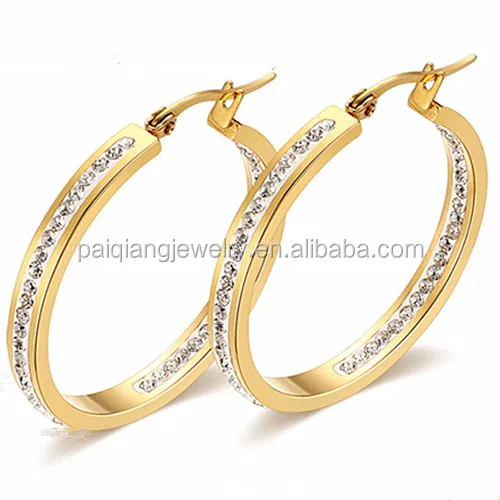 
Модные блестящие внутренние и внешние серьги-кольца из нержавеющей стали с бриллиантами 