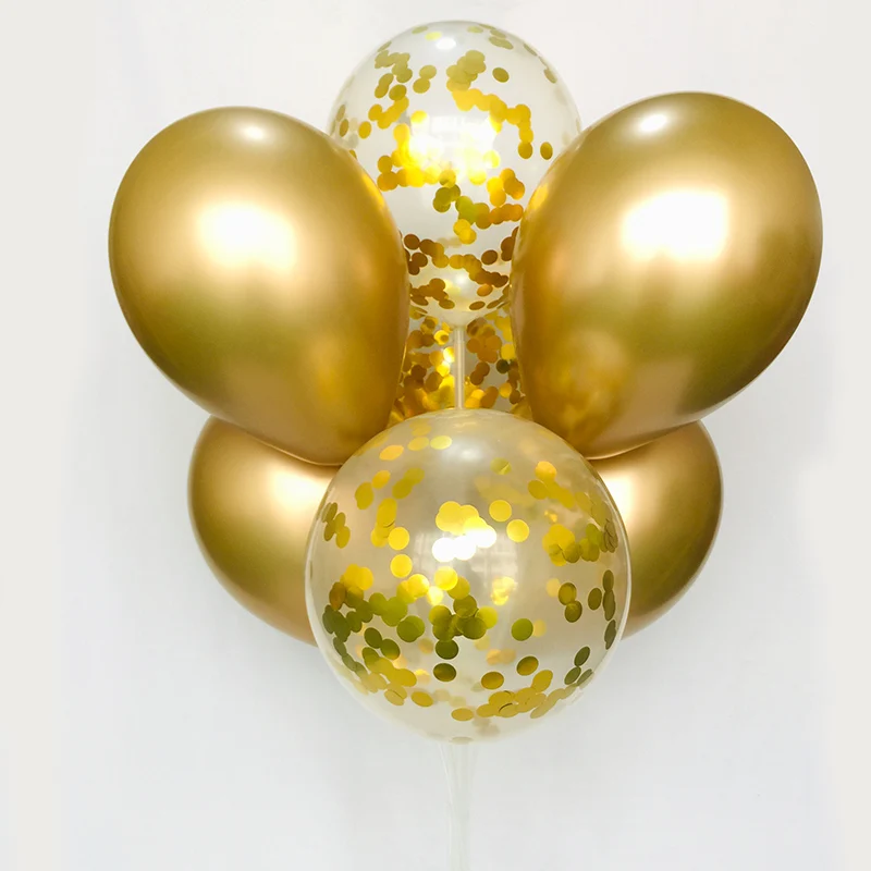 12inch Clear Latex Balloon Rose Gold Foil Confetti Transparent Balloon Happy Birthday Baby Shower Wedding Party Decorations