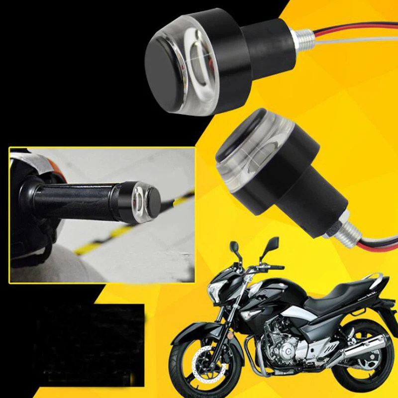 White Amber Dual Color Motorcycle Turn Signal Lamp  LED Handle Bar End Indicator Grip Plug Turn Signal Light for Motorcycle