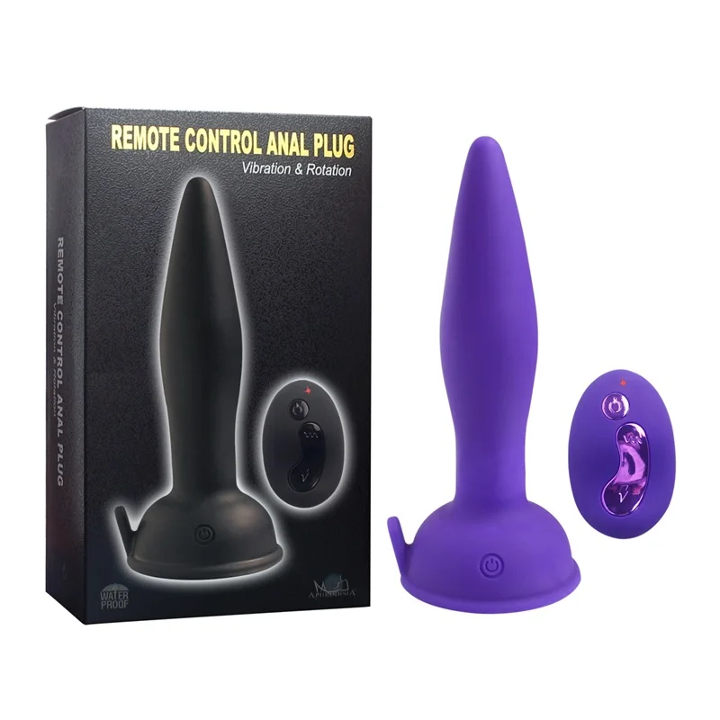 
remote control silicone anal plug butt plug ,beads rotated black anal toys 