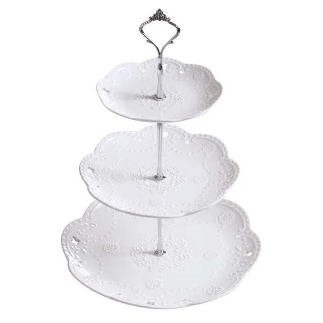 Ceramic Porcelain Party Cake Stand Wedding Three Tier Plate Stand
