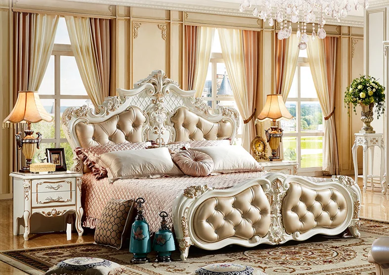 King/queen size two people European style bed set with mattress