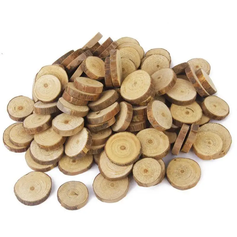 
100pcs 1-3CM Wood Log Slices Discs for DIY Crafts Wedding Centerpieces 