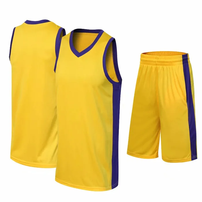 Youth basketball uniforms breathable custom shirts shorts Set  jersey design yellow basketball