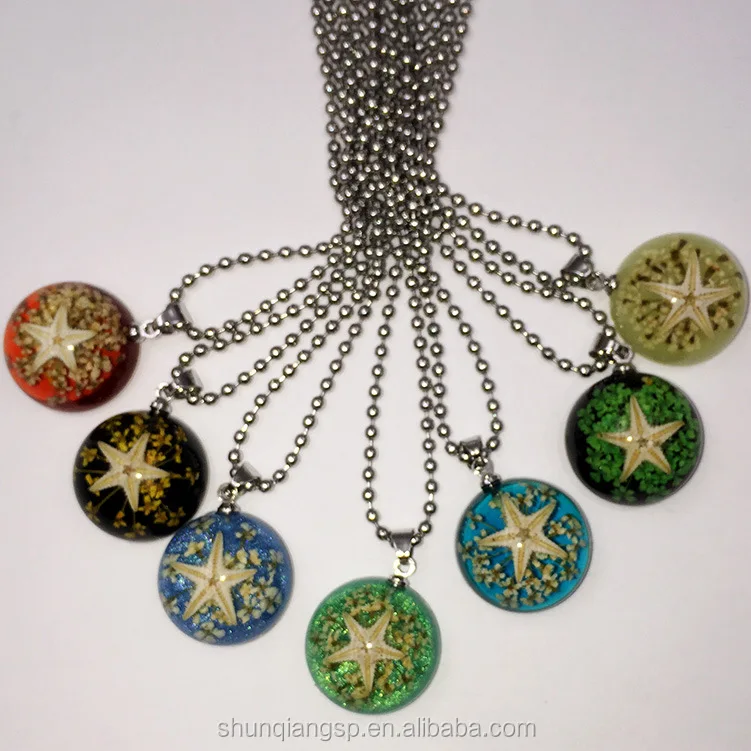 Wholesale new design stainless steel resin starfish pendant necklace provide custom