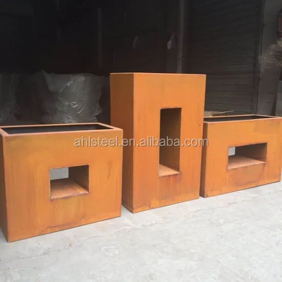 Corten steel flowerpot large metal planters for outdoor