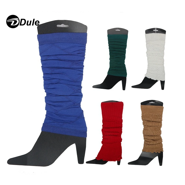 
Dark Green Color Beautiful Women Double Buttondance Knitted Leg Warmer Socks Knit Boot Cover Socks 