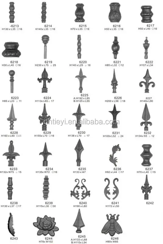 Декоративные кованые железные компоненты для забора ворот лестницы нового стиля декоративные