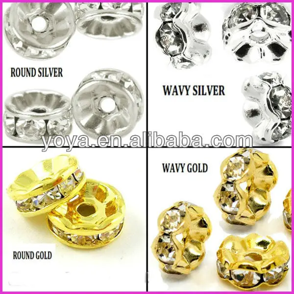 JS1794 Silver gold tone crystal rondelle spacers,rhinestone rondelle spacers,jewelry components