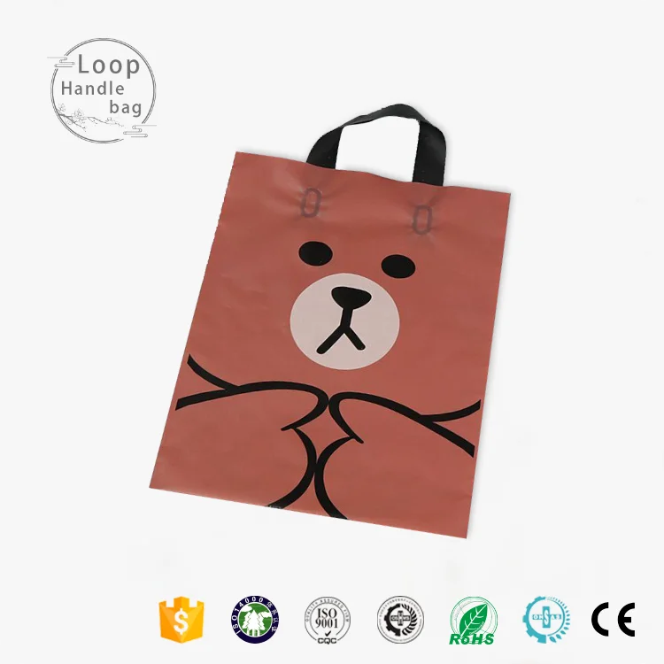 Shopping Poly Bags Hdpe Plastic Custom Made PE Hand Length Handle Customized Recyclable Accept,accept Chunmei Flexo Printing