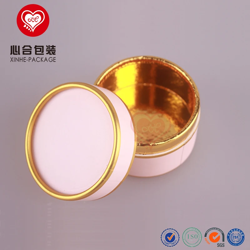 
Plain pink hot stamping paper cylinder packaging boxes with gold lining/Face cream jar outer packing cardboard boxes 