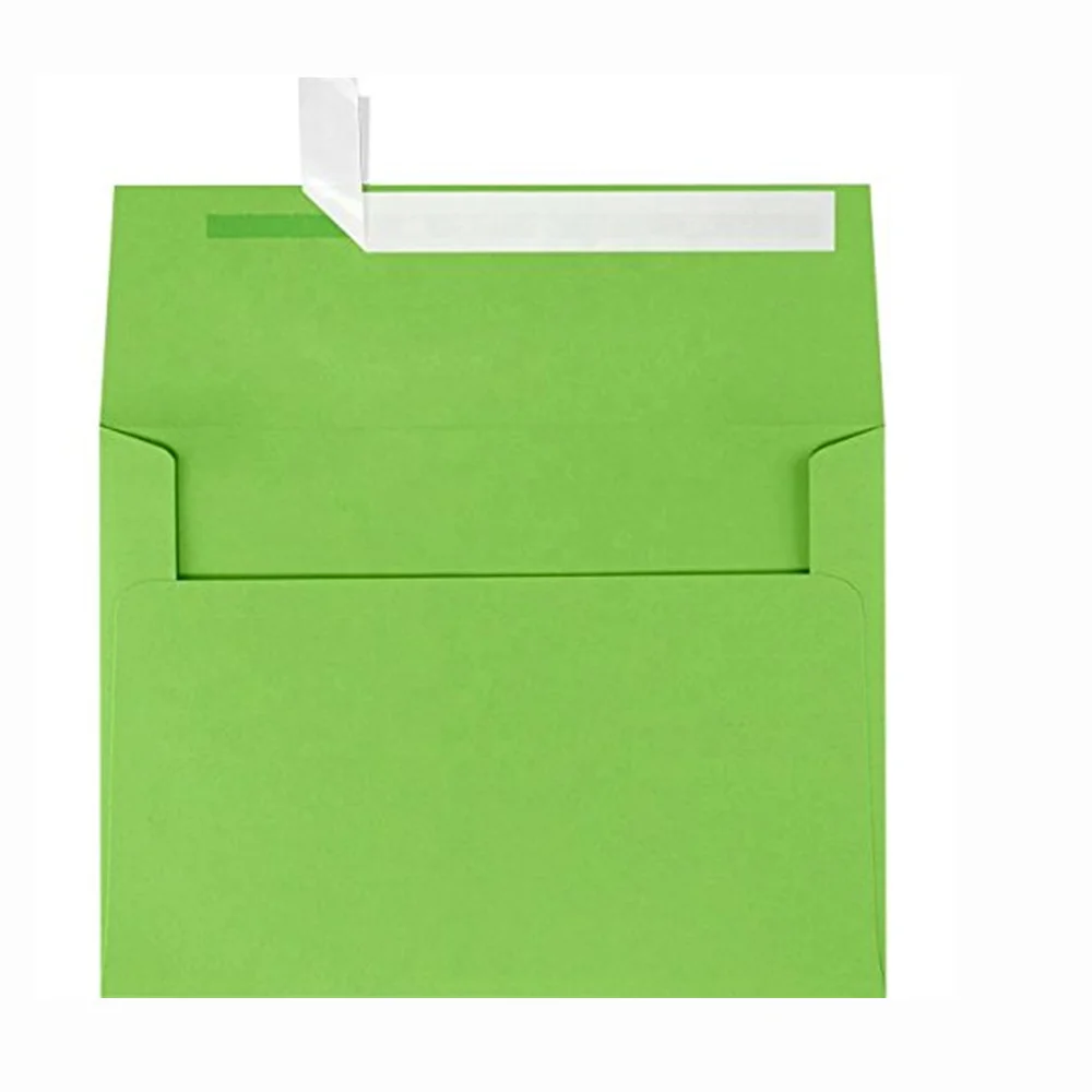 Custom A9 Paper Invitation Envelopes with Peel and Seal  5.75 x 8.75 inch  Limelight Green