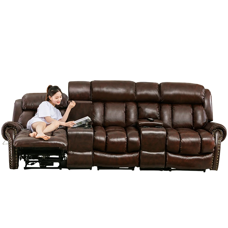 Современный европейский стиль, кожаный Многофункциональный Электрический диван с откидной спинкой
