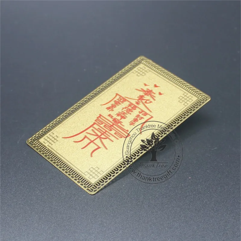 professional design golden plated both sides custom Buddha amulet cards wholesale