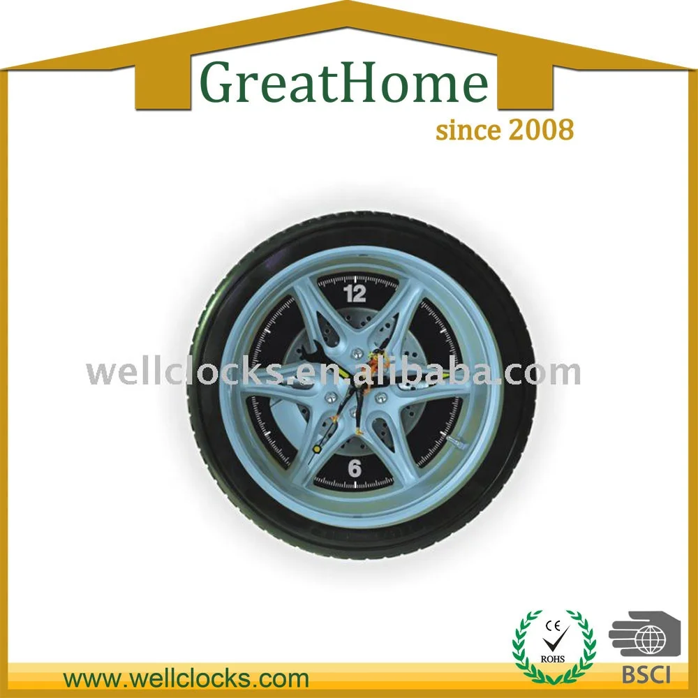 14Inch Large Size Fashion Round Tire Shape Design Decorative Wall Clock