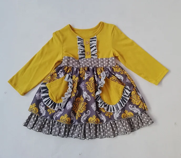 
Peter Pan Collar Remake Floral Dresses Baby Clothing Fall Boutique Outfits Girl Child Dress 