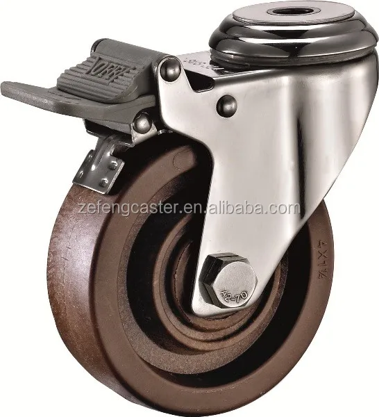 3 inch Stainless Steel High Temperature Resistance nylon Hollow Rivet Caster with brake