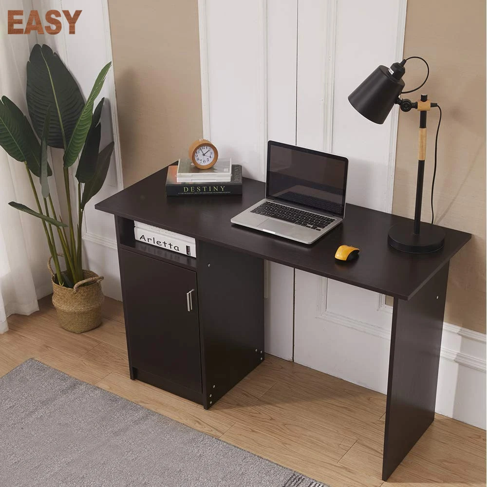Home Office Desk with 3 Layers Shelves Storage Computer Desk Table with File Cabinet Simple Workstation