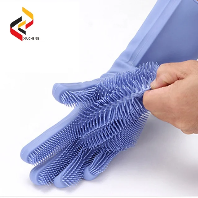 Korea magic kitchen silicone sponge brush glove bristled dish washing glove