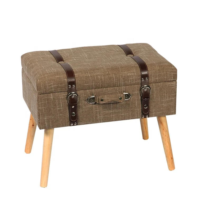 FYTCH Manufacturer New Design Suitcase Fabric Seat Pouf With Leather