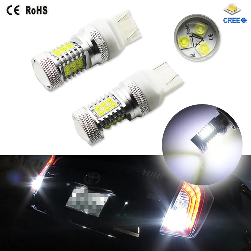 
6000K Ultra White High Power 105w 21-SMD 7443 T20 W16W LED Bulbs For Brake, DRL, Turn Signal, Backup Lights Lamps 