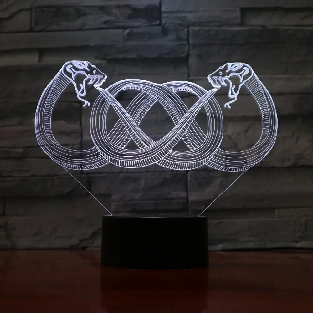 Snake shape decorative bedside lamp 3d visual home dressing night light
