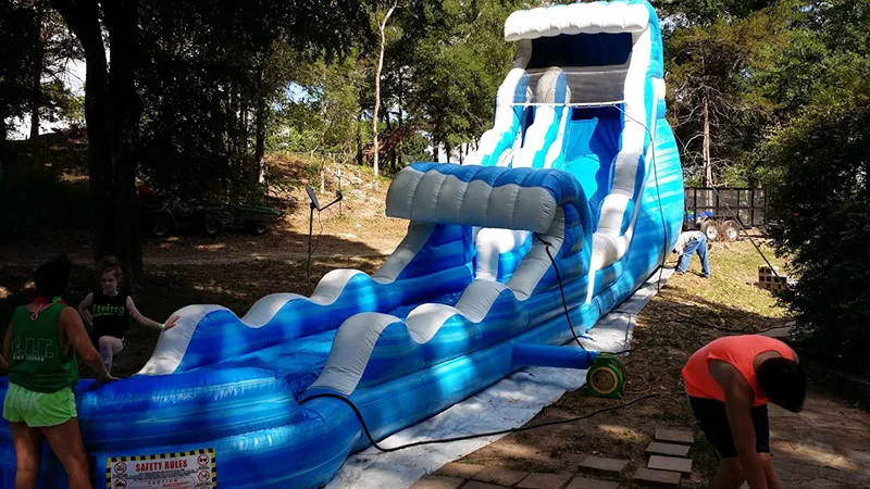 tsunami big cheap inflatable water slide with slip for sale