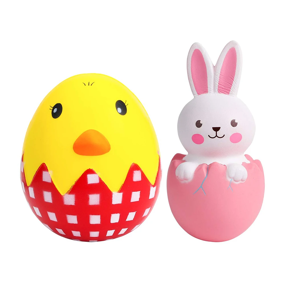 PU foam jumbo cute factory wholesale animal squishy China Easter new kawaii rabbit squishy and Easter Egg Squishy