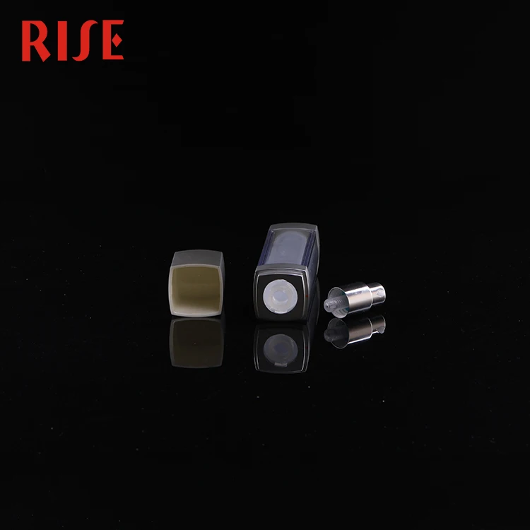 
RISE 30ml 50ml square shaped double wall frosted acrylic airless pump bottle with matte silver cap 