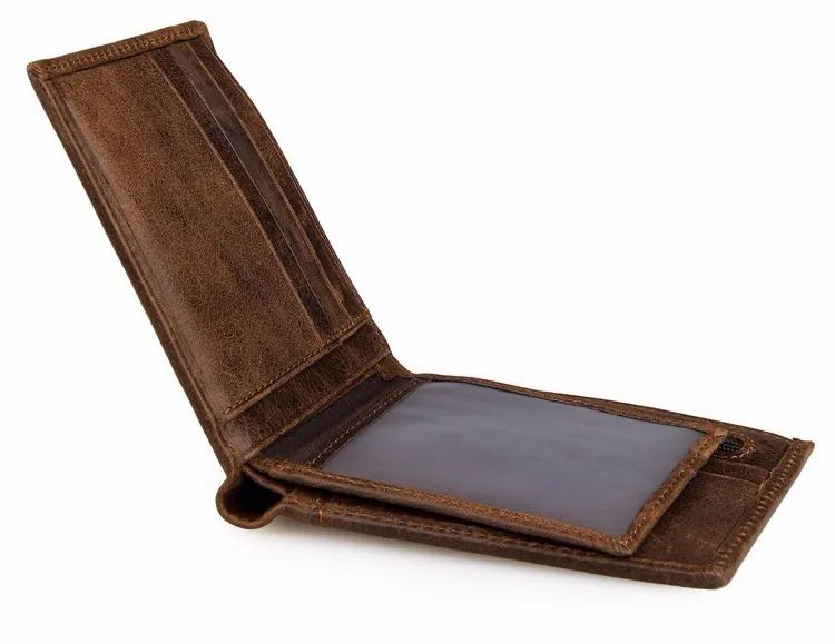 Crazy Horse Cow Leather Wallet Manufacturer Zipper Travel Leather Coin Purse for Men