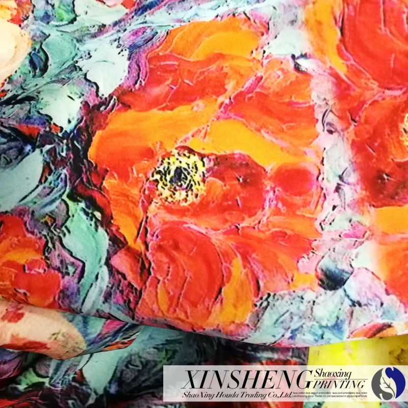 Digital printing Spandex satin chiffon fabric for the spring and summer dress