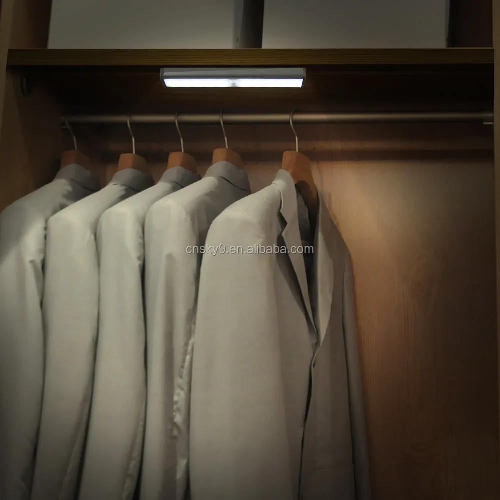 Завод Шэньчжэнь, 19 см, длинный перезаряжаемый аккумулятор, датчик движения, светодиодный магнитный светильник для шкафа, светодиодная лампа для шкафа с датчиком движения