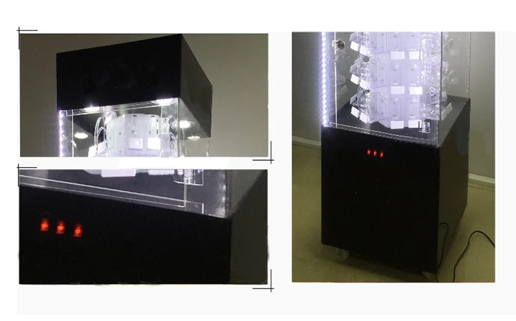 High Quality Large Lockable Clear Acrylic Rotating Watch Display Case With Led Light