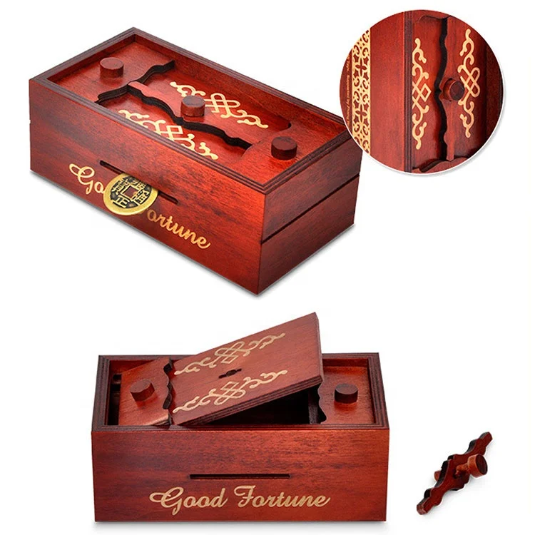 Creative Wooden Puzzle Box Secret Trick Intelligence Compartment Magic Money Gift Case Brain Teaser Logic Educational Toys