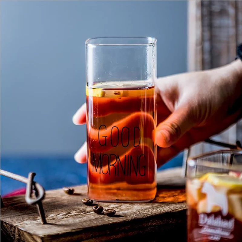 UCHOME Superior Quality Good Morning Breaskfast Borosilicate Glass Milk Cup