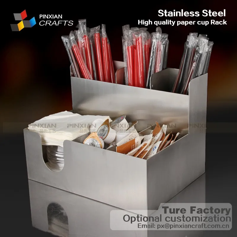 tea shop disposable paper cup organizer tea bag coffee condiments holder